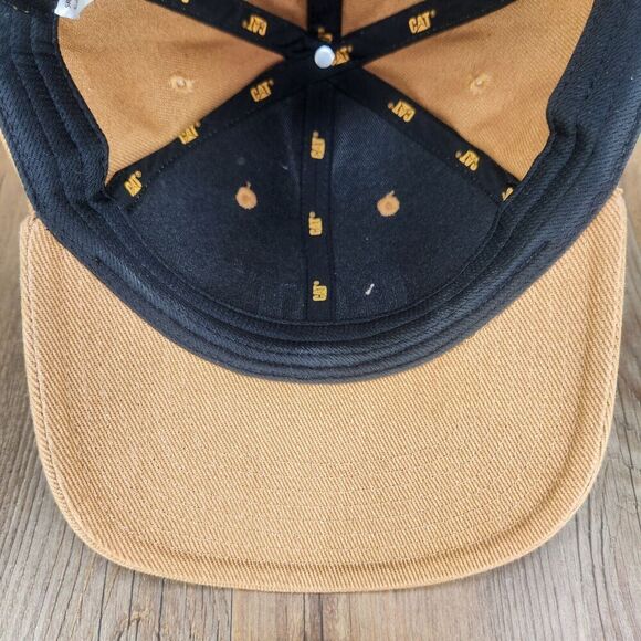 CAT Caterpillar Hat Cap Snapback Brown Canvas Work Mens Equipment Jobsite Brand - Picture 8 of 11